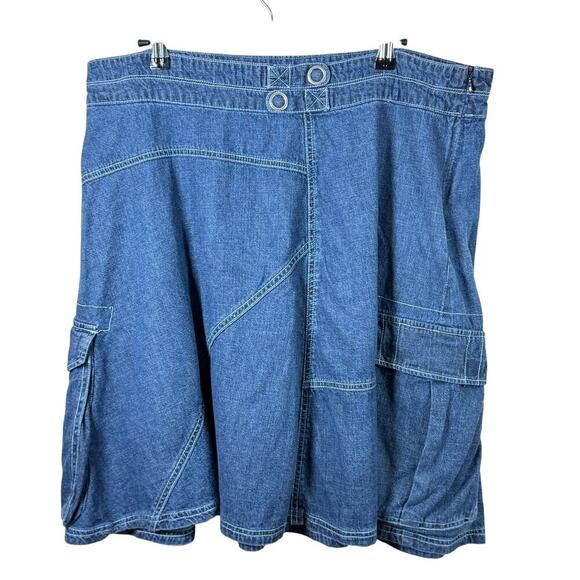 VTG Y2K 90s Women’s Denim Cargo Mini Skirt Plus Size 18 Festival - Picture 2 of 8